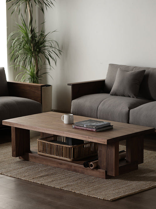 Mazonvintage-Japandi Heavy Design Solid Black Walnut Wood Coffee Table