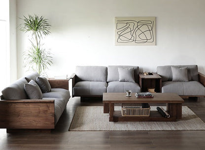 Mazonvintage-Japandi Heavy Design Solid Black Walnut Wood Coffee Table