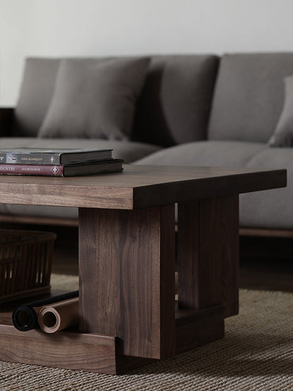 Mazonvintage-Japandi Heavy Design Solid Black Walnut Wood Coffee Table