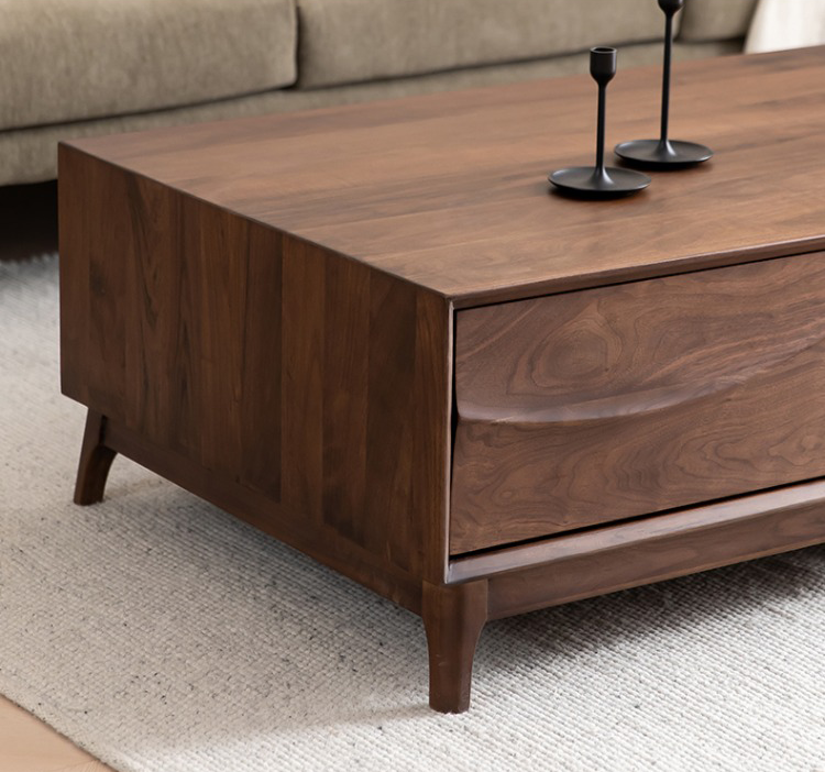 Mazonvintage-Visionary Wave Design Solid Black Walnut Wood Coffee Table