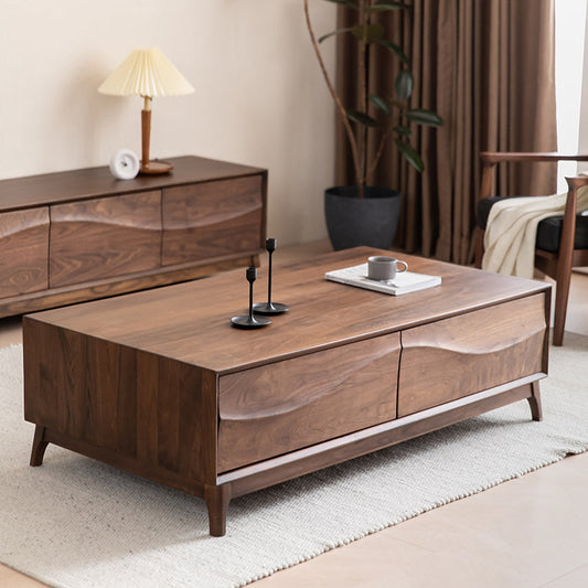 Mazonvintage-Visionary Wave Design Solid Black Walnut Wood Coffee Table