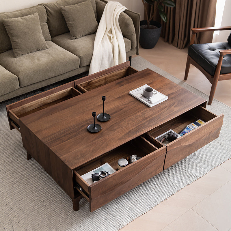 Mazonvintage-Visionary Wave Design Solid Black Walnut Wood Coffee Table