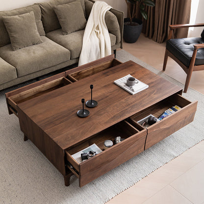Mazonvintage-Visionary Wave Design Solid Black Walnut Wood Coffee Table