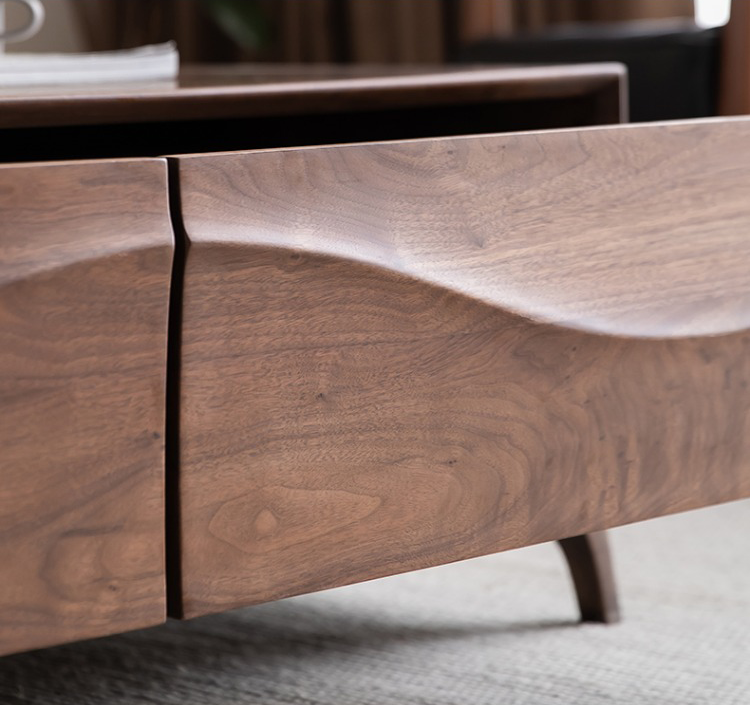 Mazonvintage-Visionary Wave Design Solid Black Walnut Wood Coffee Table