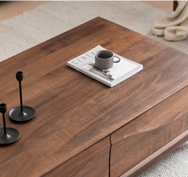 Mazonvintage-Visionary Wave Design Solid Black Walnut Wood Coffee Table