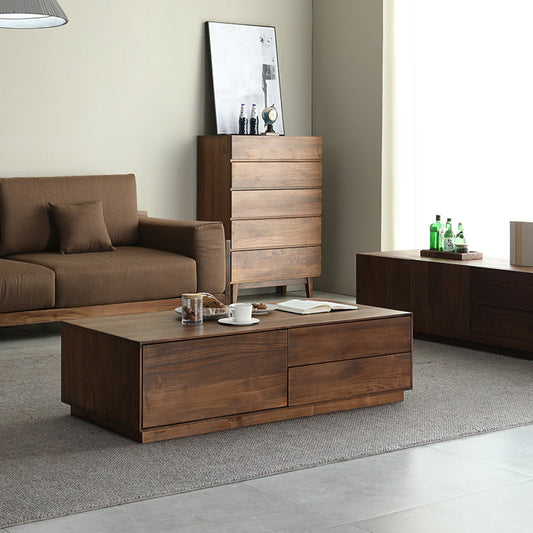 Mazonvintage-Crescent Double-Sided Design Black Walnut Wood Coffee Table