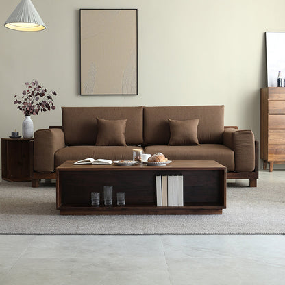 Mazonvintage-Crescent Double-Sided Design Black Walnut Wood Coffee Table