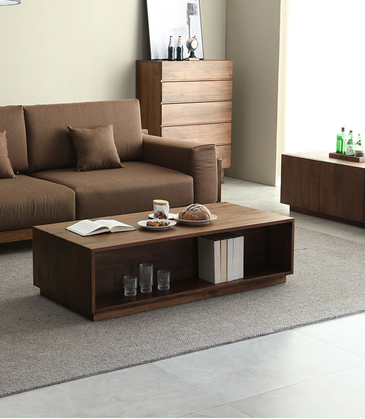 Mazonvintage-Crescent Double-Sided Design Black Walnut Wood Coffee Table