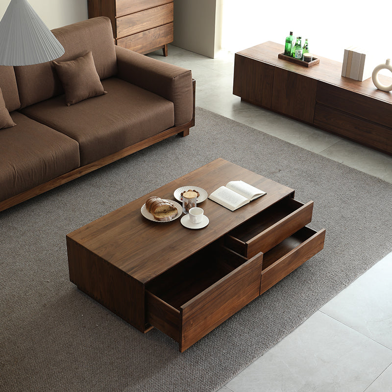 Mazonvintage-Crescent Double-Sided Design Black Walnut Wood Coffee Table