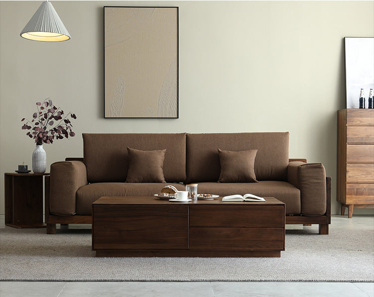 Mazonvintage-Crescent Double-Sided Design Black Walnut Wood Coffee Table