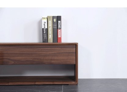 Mazonvintage-Forte Simple Design Solid Black Walnut Wood Bench with 2 Drawers