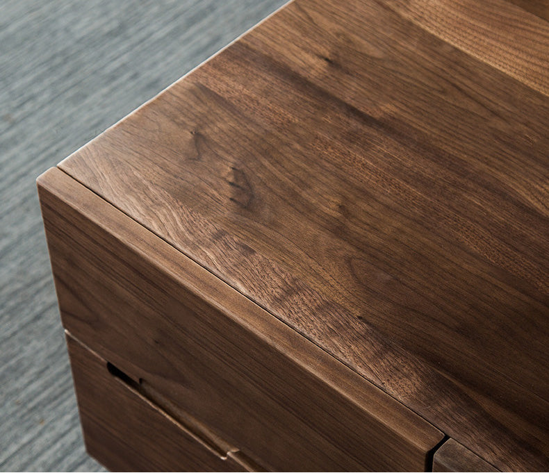Mazonvintage-Bespoke Multi-Drawers Solid Black Walnut Wood Rectangle Coffee Table