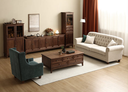 Mazonvintage-American Multi-Drawers Black Walnut Wood Coffee Table