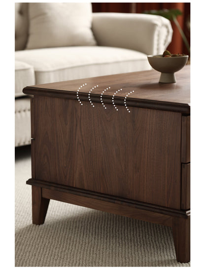 Mazonvintage-American Multi-Drawers Black Walnut Wood Coffee Table