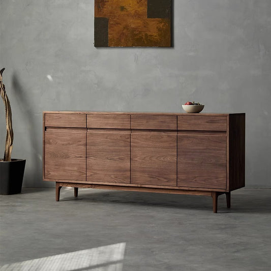 Mazonvintage-Serene Dual Size Design Drawers Dark Walnut Wood Credenza