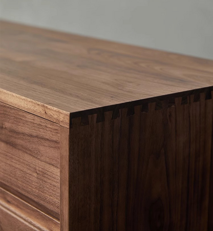Mazonvintage-Serene Dual Size Design Drawers Dark Walnut Wood Credenza
