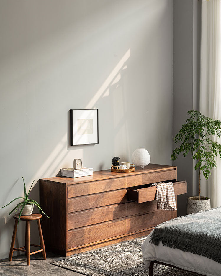 Mazonvintage-Bespoke Beauty 8-Drawer Walnut Wood Dresser