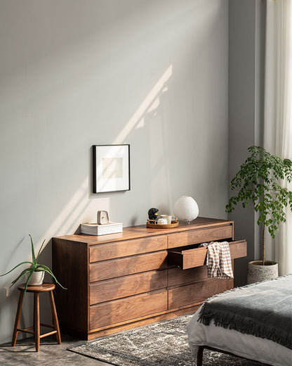 Mazonvintage-Bespoke Beauty 8-Drawer Walnut Wood Dresser