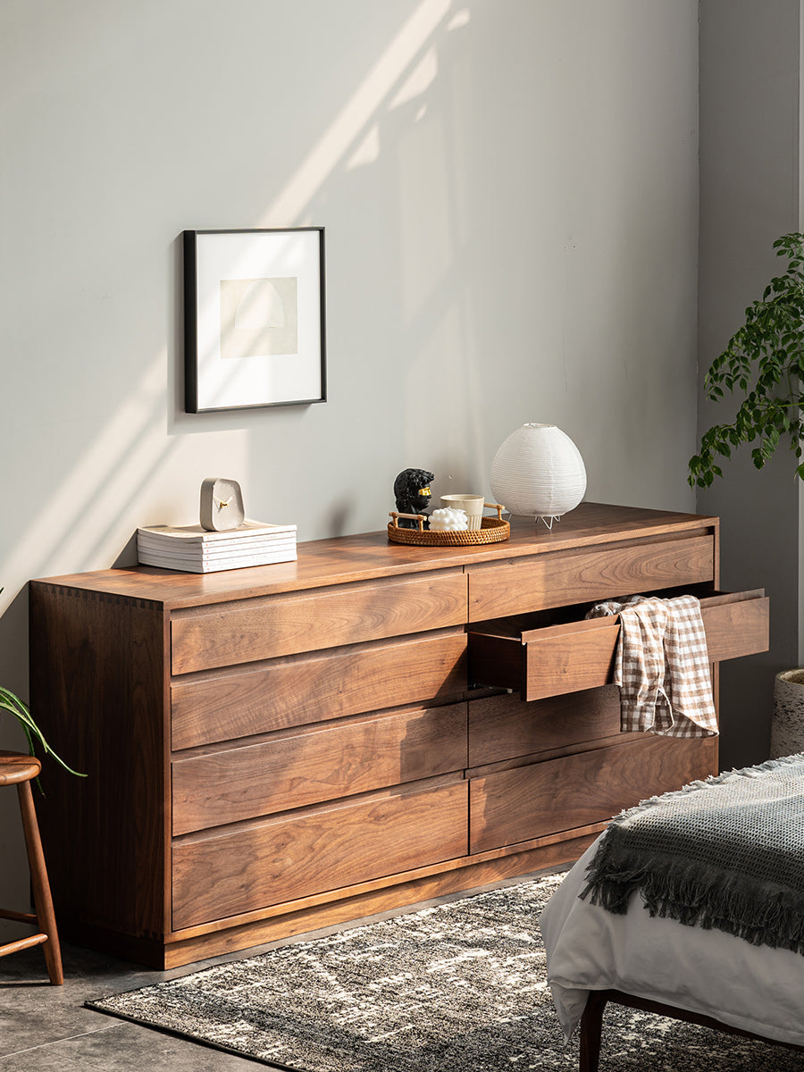 Mazonvintage-Bespoke Beauty 8-Drawer Walnut Wood Dresser