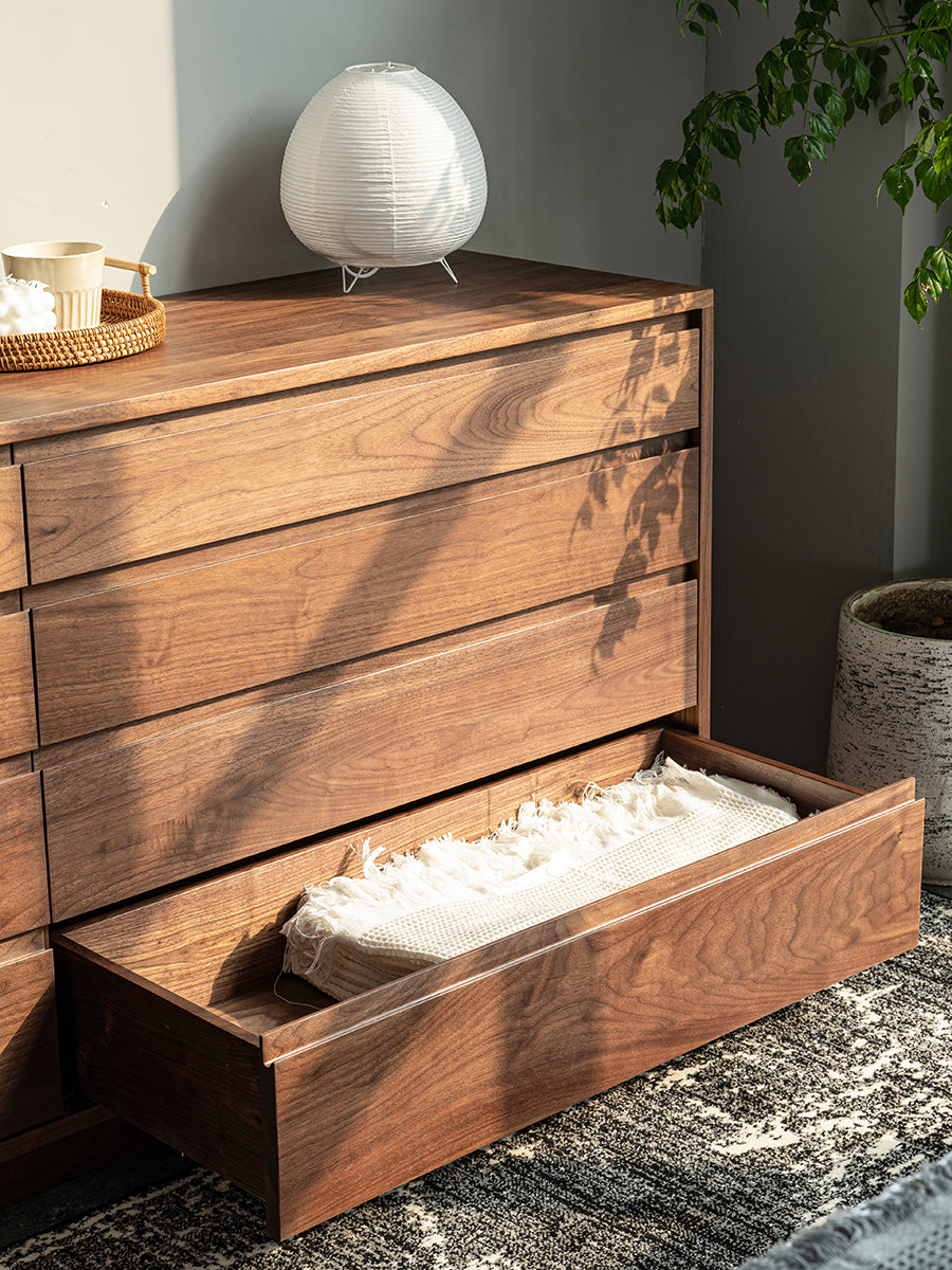 Mazonvintage-Bespoke Beauty 8-Drawer Walnut Wood Dresser