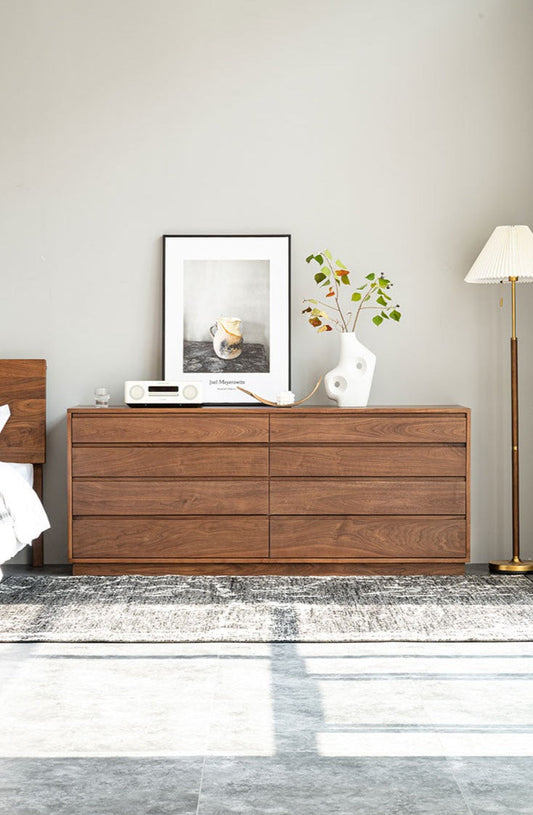 Mazonvintage-Bespoke Beauty 8-Drawer Walnut Wood Dresser