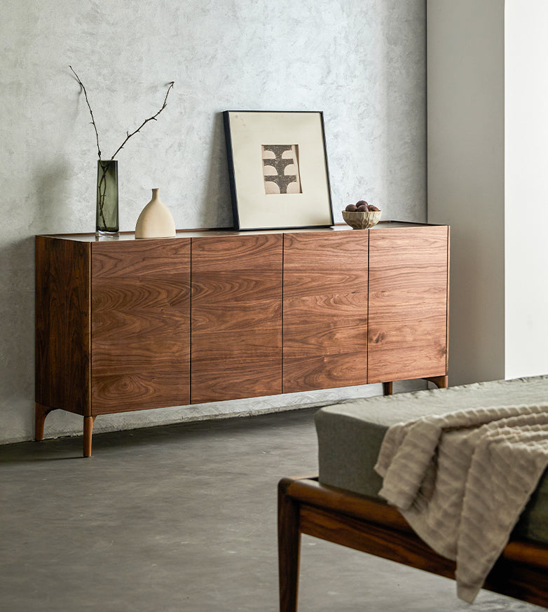 Mazonvintage-Serenity Natural Black Walnut Wood Finish Credenza