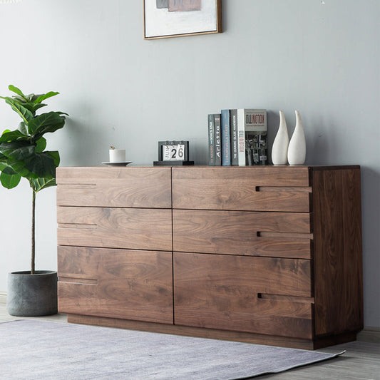 Mazonvintage-Natural Finish Surface Walnut Wood Dresser with Hidden Knob