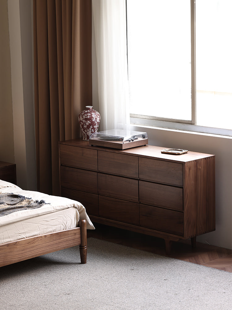 Mazonvintage-NovaTrend 9-Drawer Walnut Wood Dresser