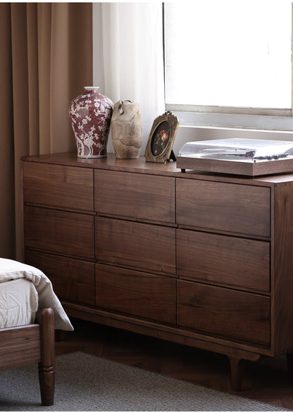 Mazonvintage-NovaTrend 9-Drawer Walnut Wood Dresser