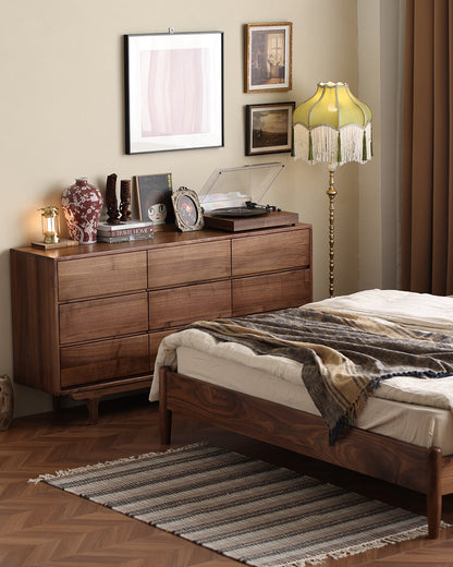 Mazonvintage-NovaTrend 9-Drawer Walnut Wood Dresser
