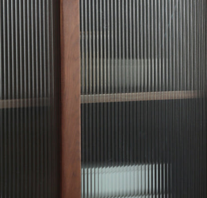 Mazonvintage-Serenity 3 Snow Glass Walnut Wood Cupboard