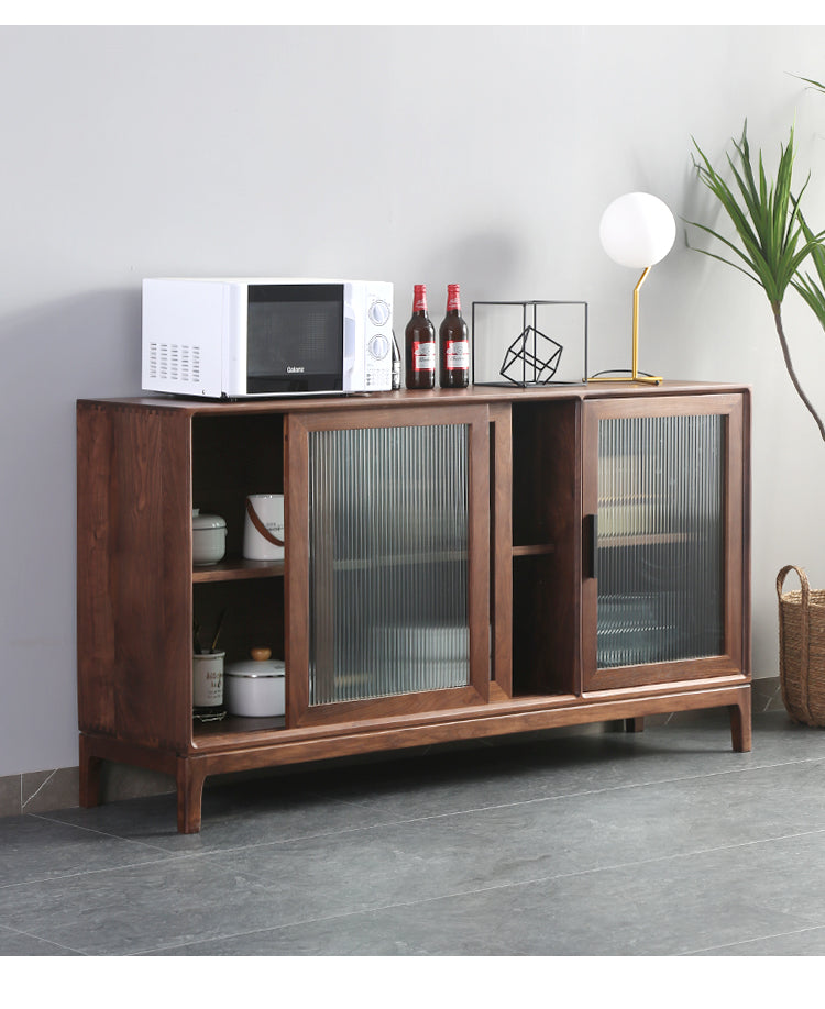 Mazonvintage-Serenity 3 Snow Glass Walnut Wood Cupboard