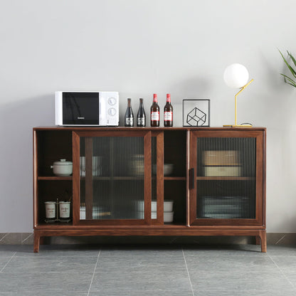 Mazonvintage-Serenity 3 Snow Glass Walnut Wood Cupboard