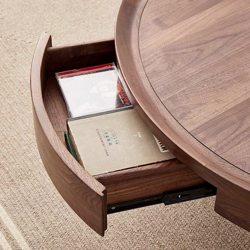 Mazonvintage-Three-Pronged Leg Black Walnut Wood Round Coffee Table