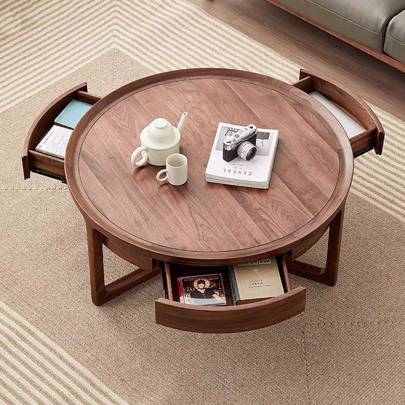 Mazonvintage-Three-Pronged Leg Black Walnut Wood Round Coffee Table