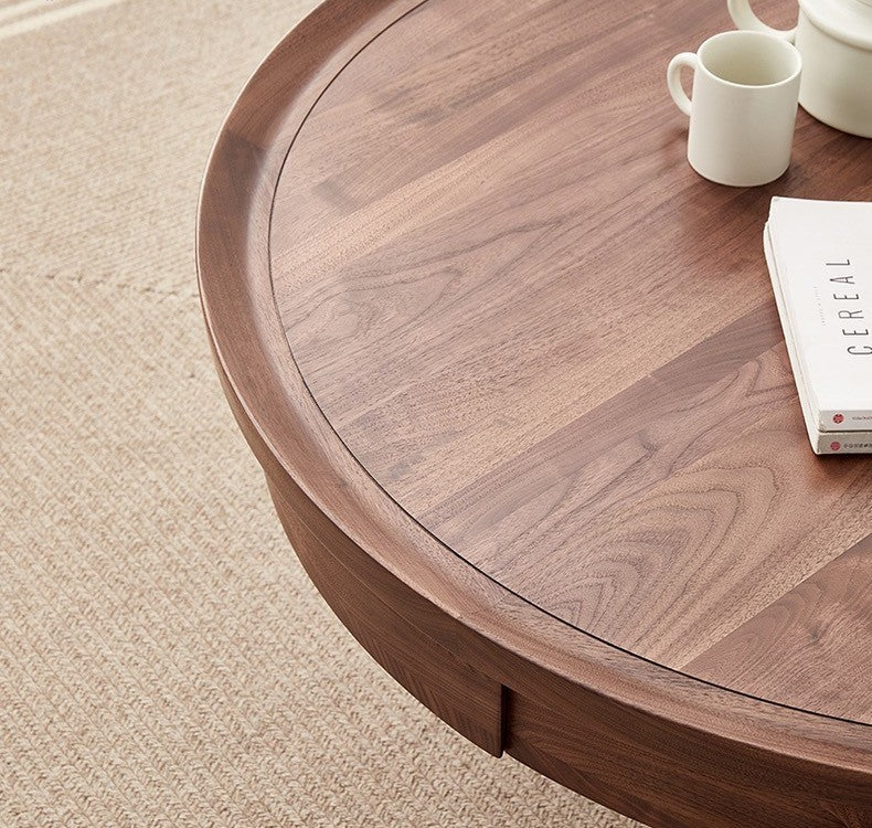 Mazonvintage-Three-Pronged Leg Black Walnut Wood Round Coffee Table