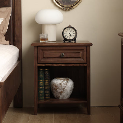 Mazonvintage-American Style Walnut Wood Bedside Table