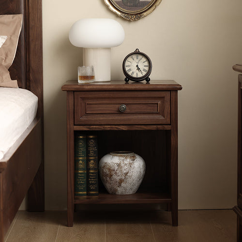 Mazonvintage-American Style Walnut Wood Bedside Table