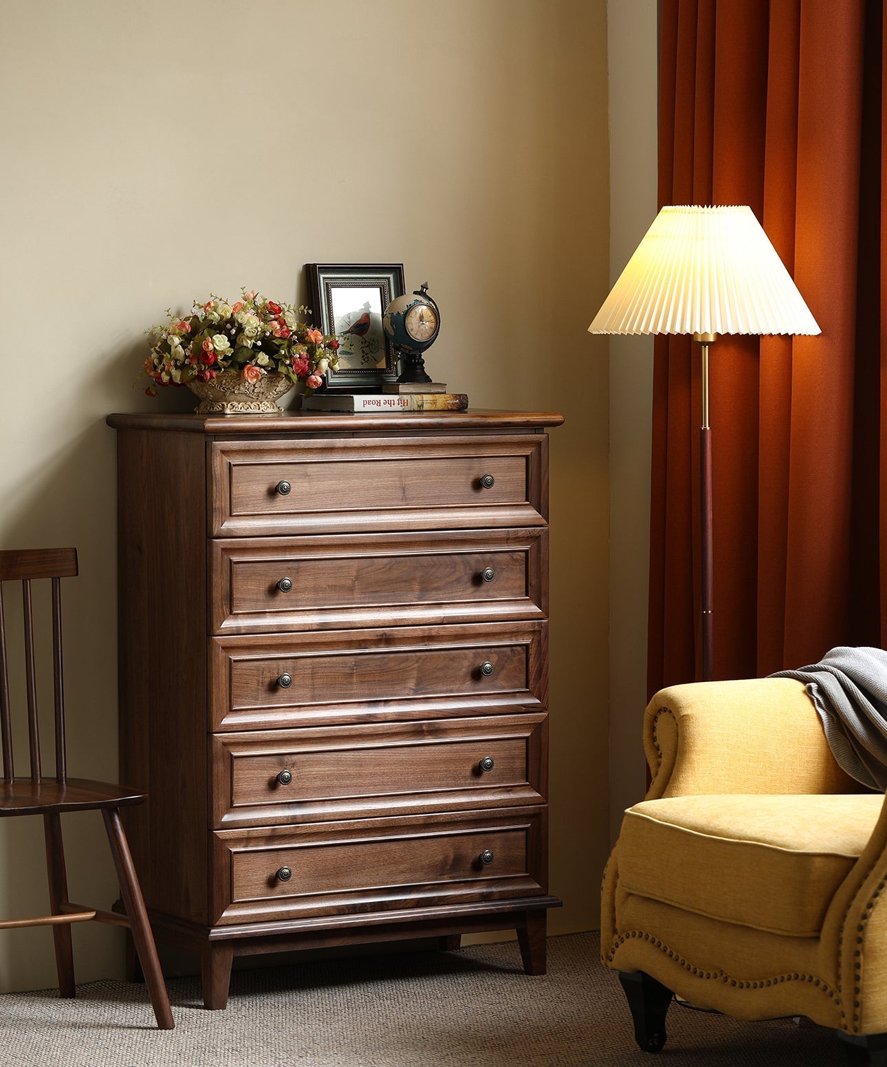 Mazonvintage-Heritage American Style Vintage Walnut Wood Dresser