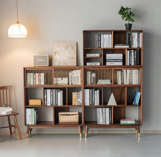Mazonvintage-Empress Golden Spindle Walnut Wood Bookcase