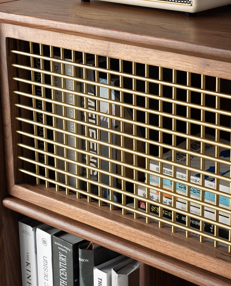 Mazonvintage-Empress Golden Spindle Walnut Wood Bookcase