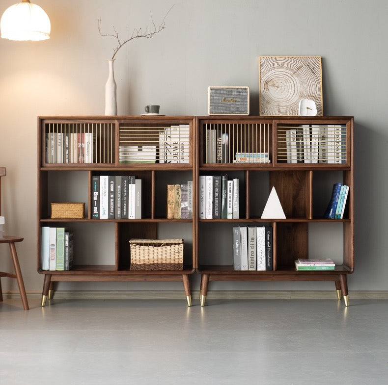 Mazonvintage-Empress Golden Spindle Walnut Wood Bookcase