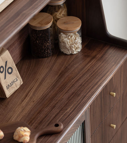 Mazonvintage-Solstice Modern Open Space Walnut Kitchen Cabinet