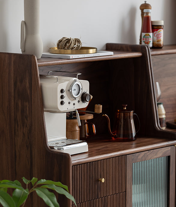 Mazonvintage-Solstice Modern Open Space Walnut Kitchen Cabinet