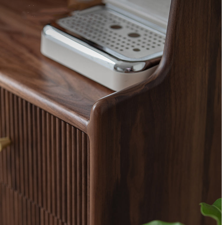 Mazonvintage-Solstice Modern Open Space Walnut Kitchen Cabinet
