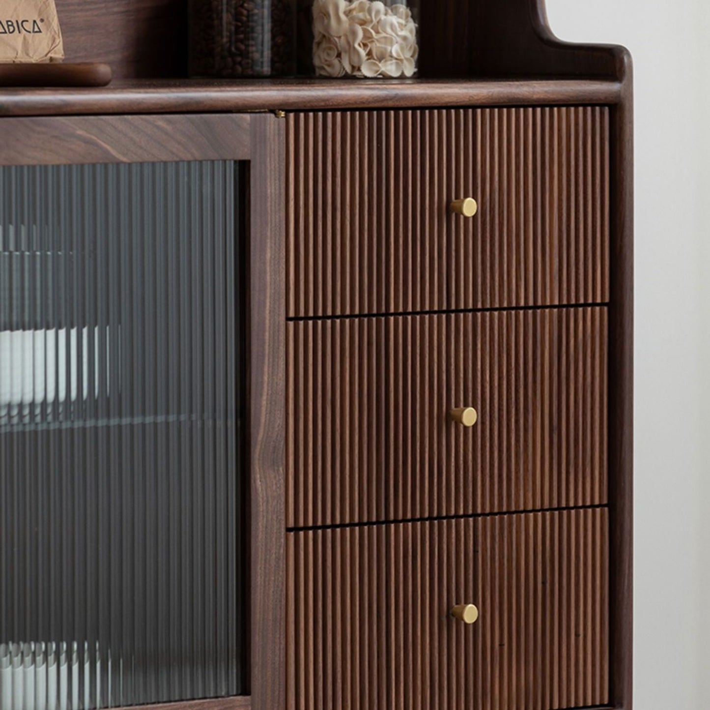 Mazonvintage-Solstice Modern Open Space Walnut Kitchen Cabinet
