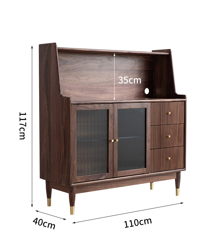 Mazonvintage-Solstice Modern Open Space Walnut Kitchen Cabinet