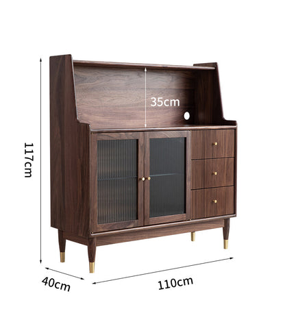 Mazonvintage-Solstice Modern Open Space Walnut Kitchen Cabinet