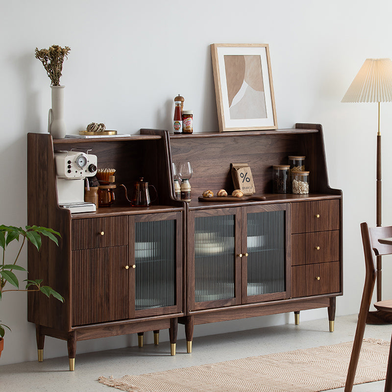 Mazonvintage-Solstice Modern Open Space Walnut Kitchen Cabinet