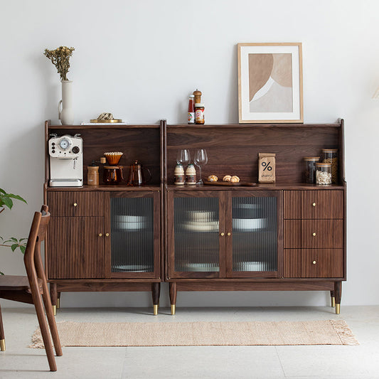 Mazonvintage-Solstice Modern Open Space Walnut Kitchen Cabinet